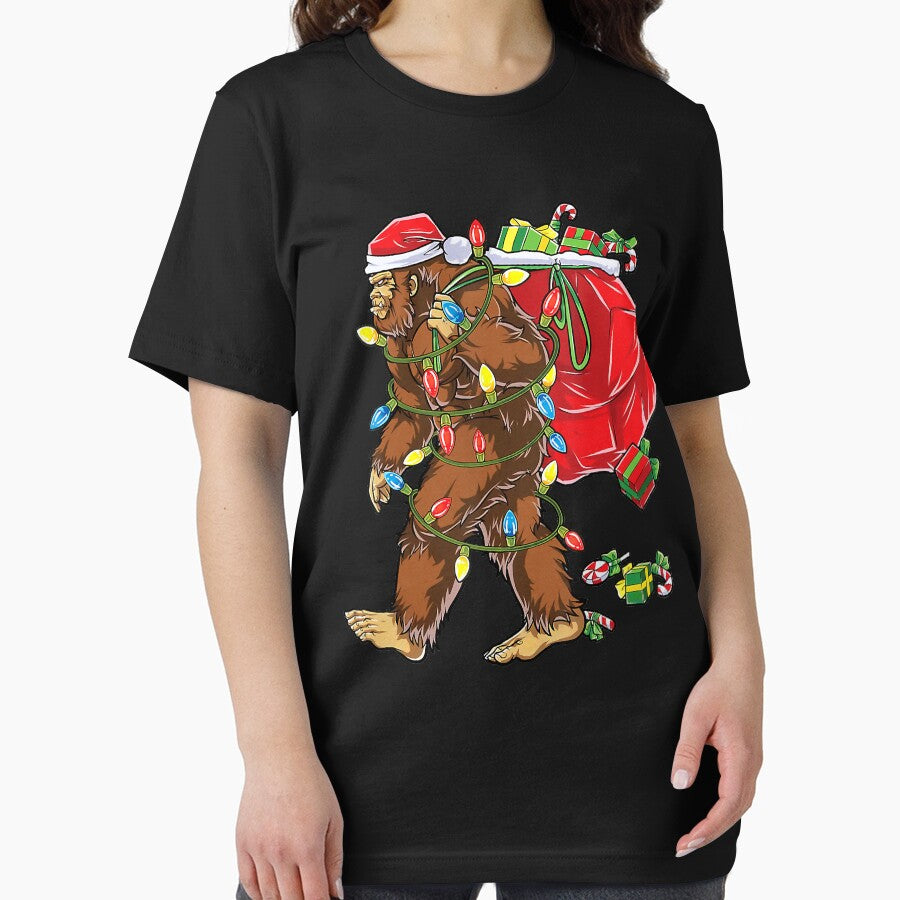 Bigfoot Christmas Santa Xmas Tree Lights Bigfoot Lover by SethFrancis37 T-Shirts, Hoodie, Sweatshirt (Image 2)
