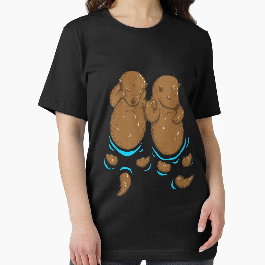 Two Otters Holding Hands by teesfineart T-Shirts, Hoodie, Sweatshirt | BlankRebels.com (Image 2)