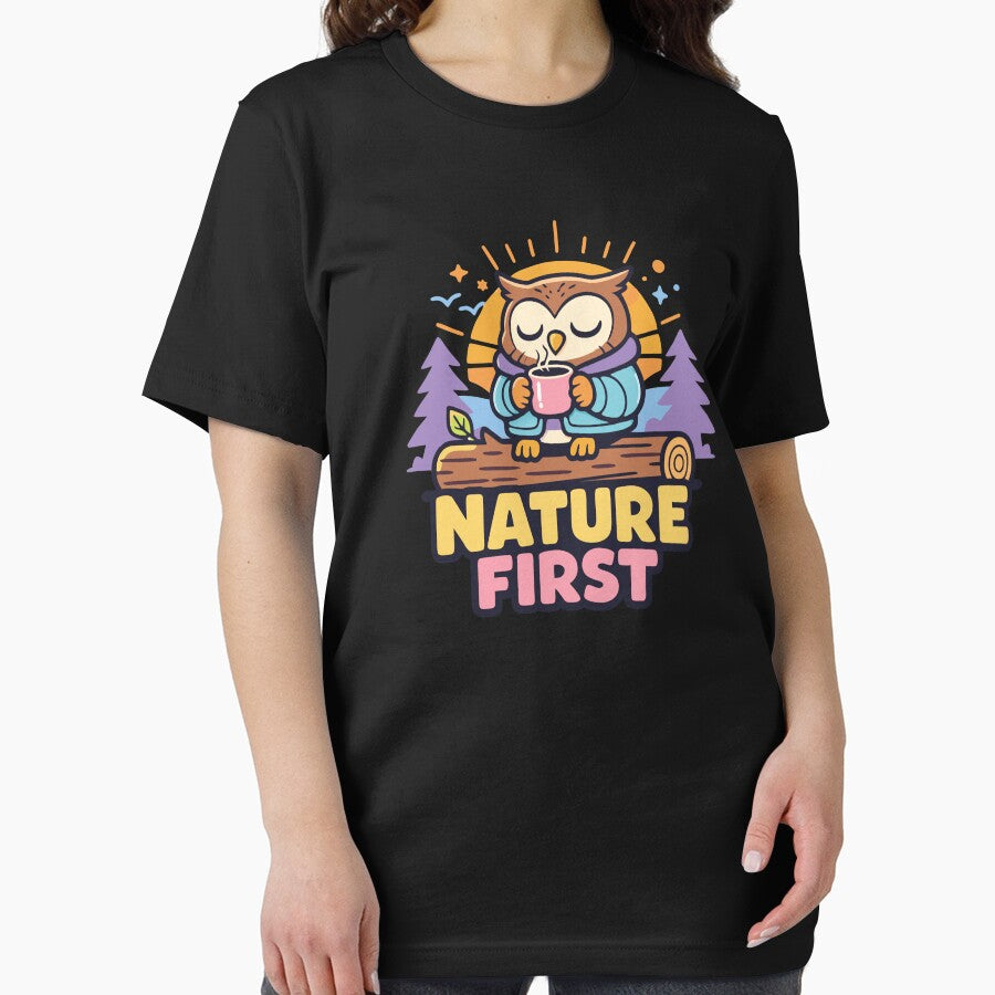Nature First – Cozy Owl with Coffee by PrintMastery T-Shirts, Hoodie, Sweatshirt | BlankRebels.com (Image 2)