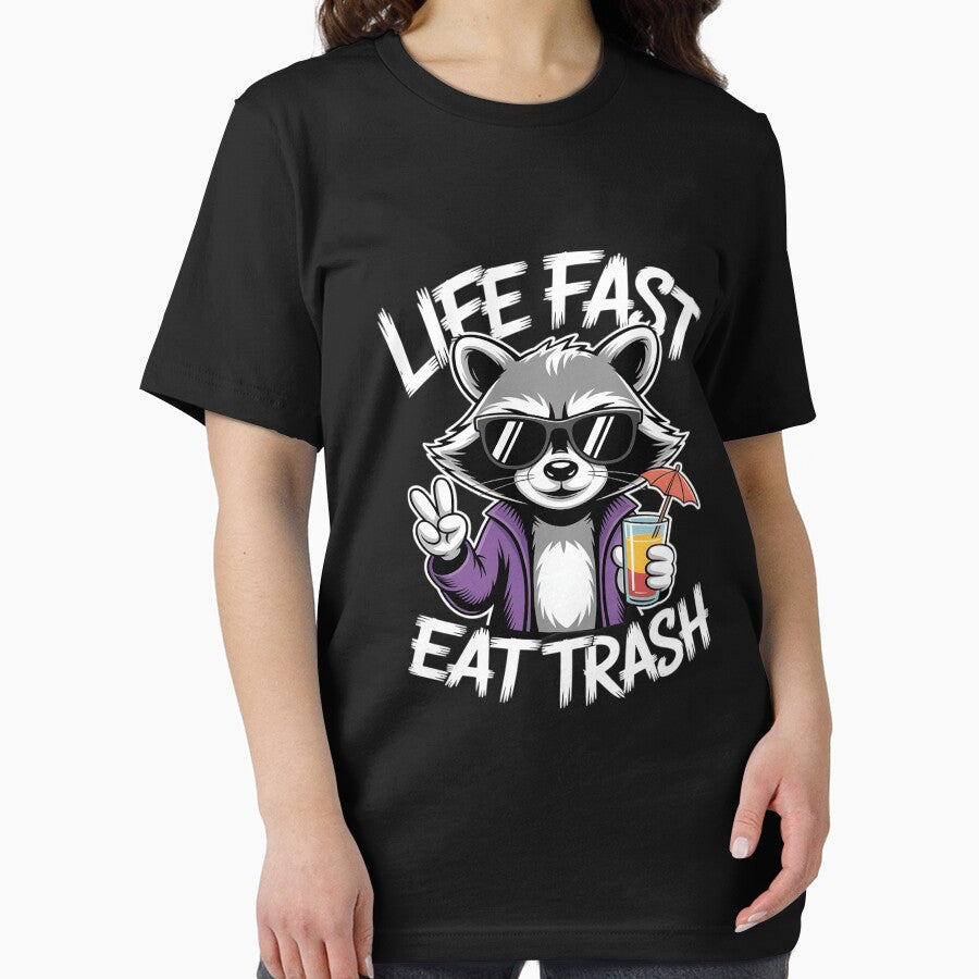 Life Fast Eat Trash Raccoon Trash Panda Animal Mammal by petrichorsworld T-Shirts, Hoodie, Sweatshirt (Image 2)