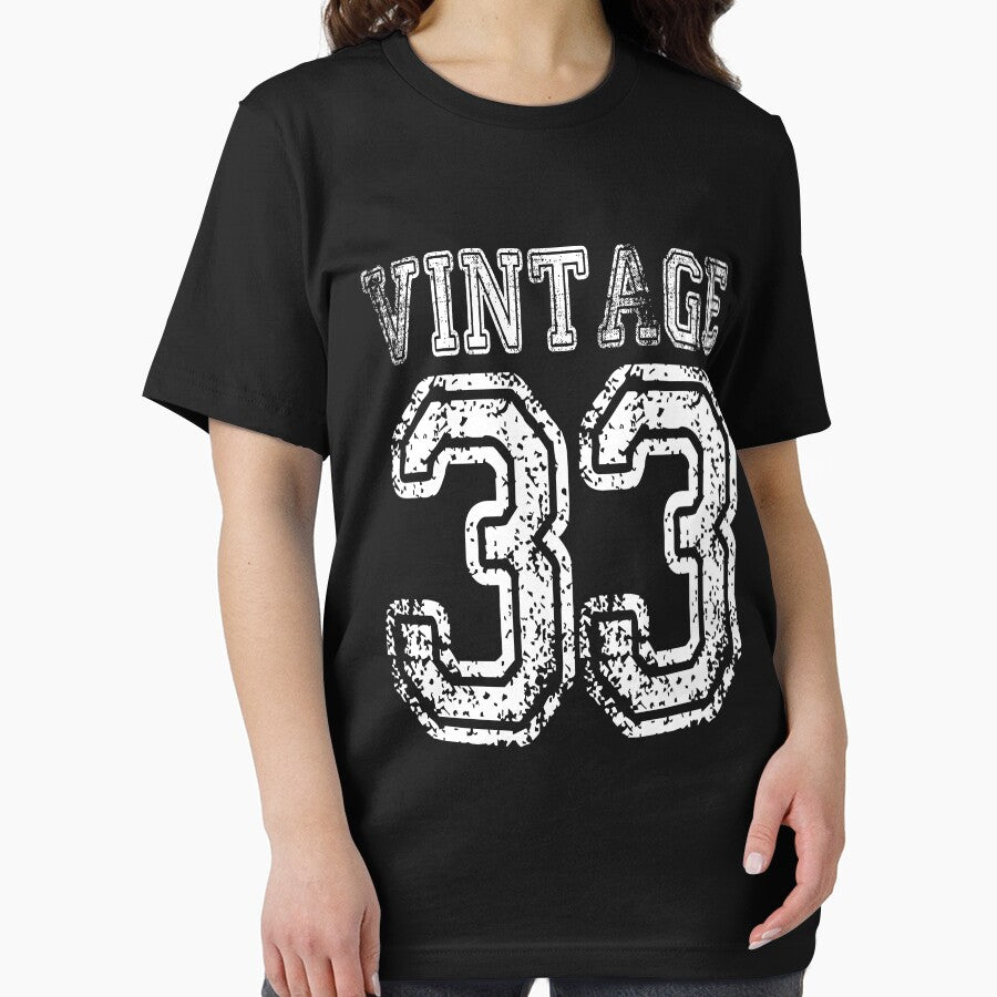 Vintage 33 2033 1933 T-shirt Birthday Gift Age Year Old Boy Girl Cute Funny Man Woman Jersey Style by... (Image 2)