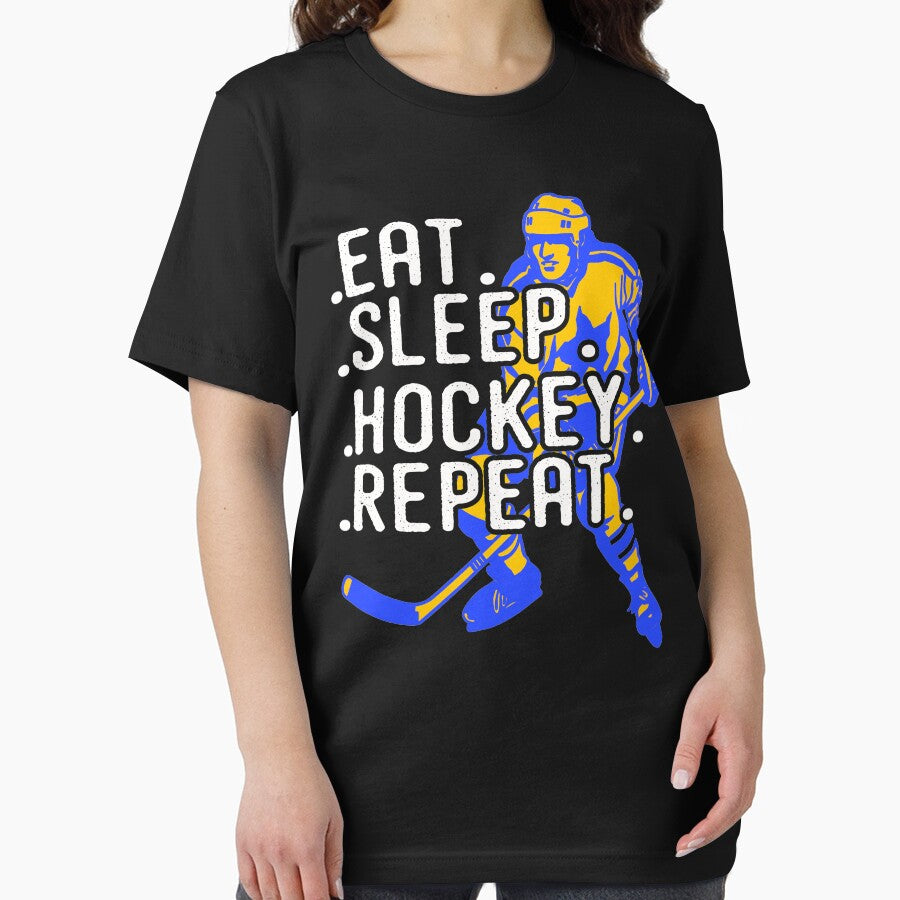 Vintage Eat Sleep Hockey Repeat by romboshirt