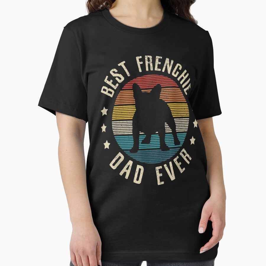 Mens Best Frenchie Dad Ever - Vintage French Bulldog Funny Gift by JWArtStudio T-Shirts, Hoodie, Sweatshirt (Image 2)