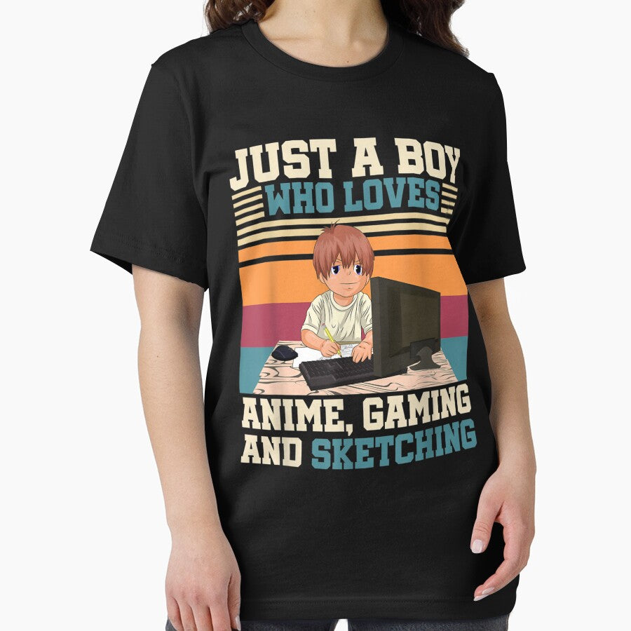 Just A Boy Who Loves Anime Gaming And Sketching Kawaii Anime,Sketching Kids Shirt, Sketching Youth Shirt, Anime... (Image 2)