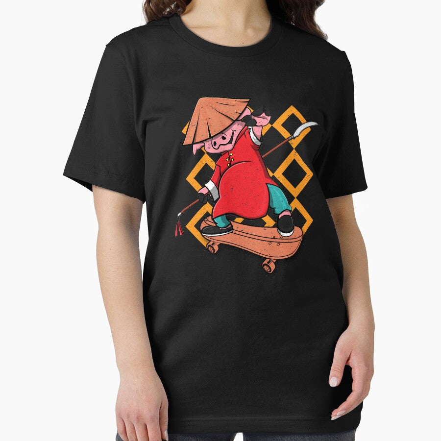 Skateboarding Kung Fu Pig by printworxx T-Shirts, Hoodie, Sweatshirt | BlankRebels.com (Image 2)