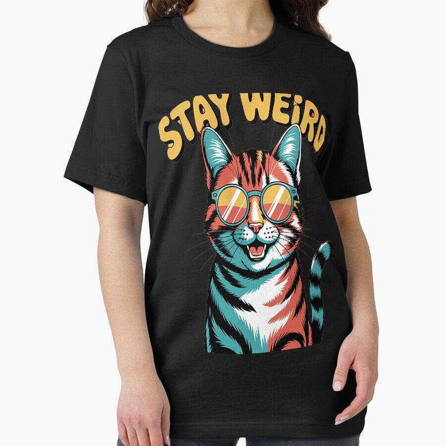 Stay Weird Awesome 80s Abstract Cool Cat by StuffNestie T-Shirts, Hoodie, Sweatshirt | BlankRebels.com (Image 2)