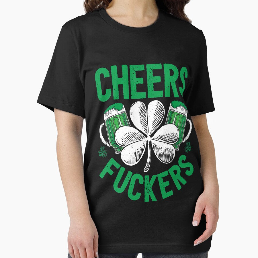 Cheers Fuckers T Shirt St Patricks Day Men Drinking Beer Mug by TeeAmz
