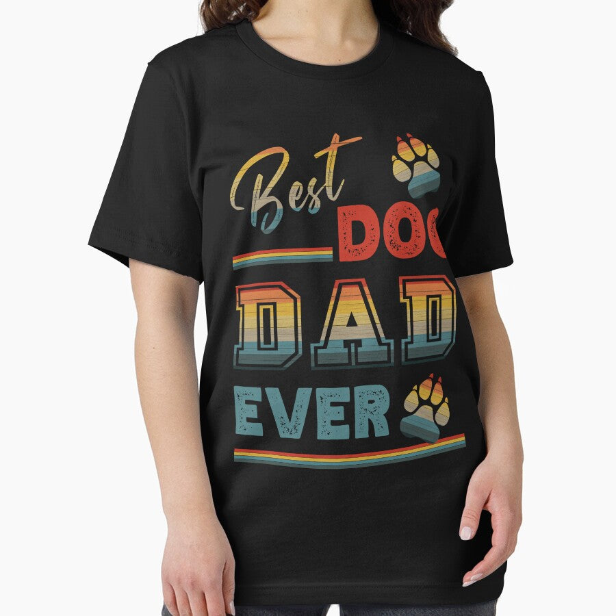 Vintage Retro Sunset Best Dog Dad Ever Paw Prints of Love by FlutteringWings T-Shirts, Hoodie, Sweatshirt (Image 2)