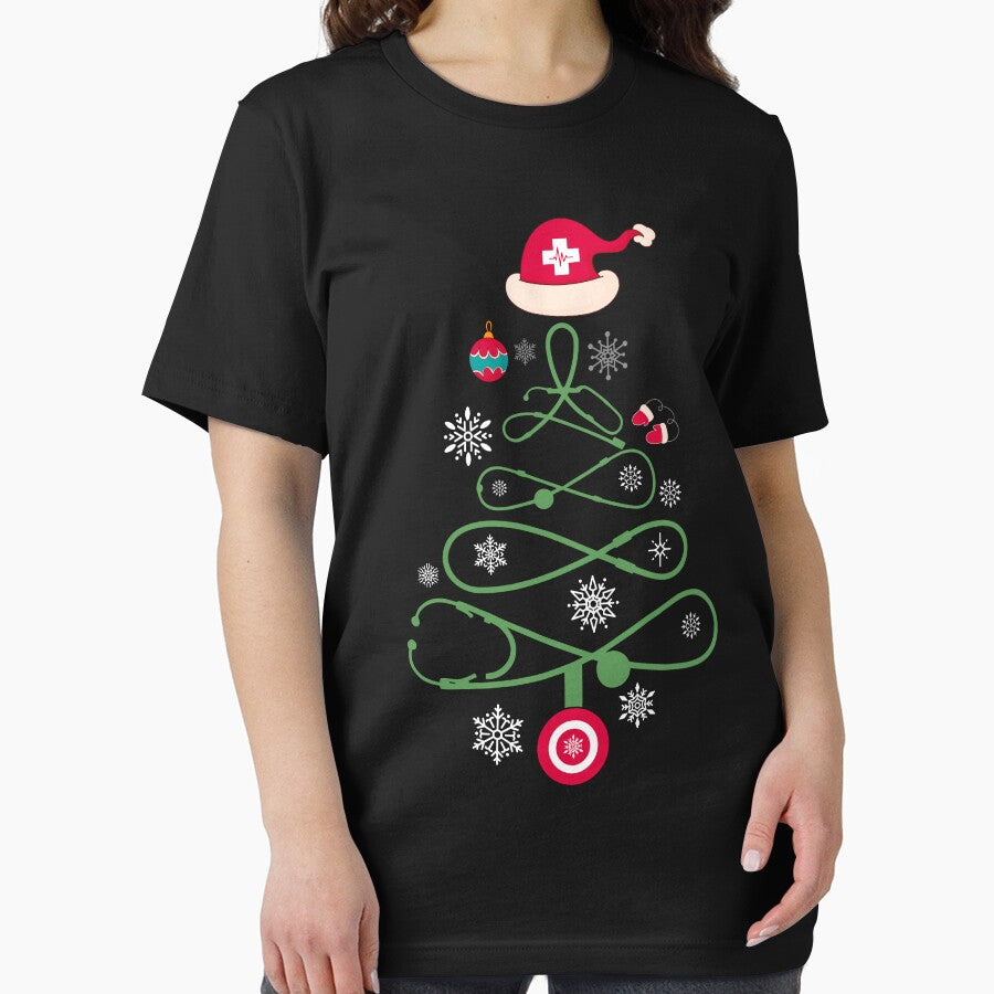 Stethoscope Christmas Tree Nurse Holiday Scrub Top Xmas Fun by BongsEmporium T-Shirts, Hoodie, Sweatshirt (Image 2)