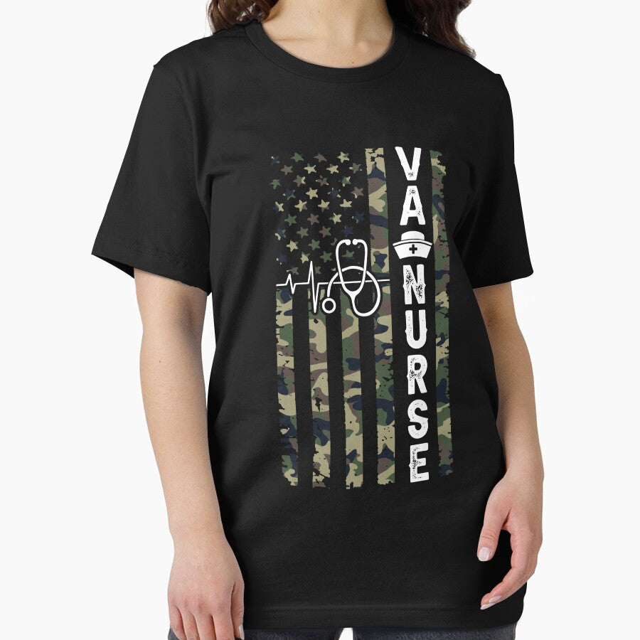 VA Nurse American Flag Shirt, Patriotic Nurse Shirt, Medical Worker Shirt, Veteran Affair Nurse Shirt, Nursing... (Image 2)