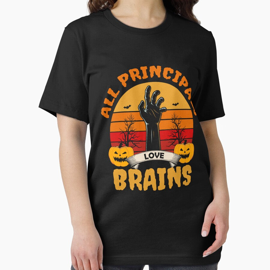 All Principals Love Brains Funny Pumpkins Halloween by DNW-art T-Shirts, Hoodie, Sweatshirt | BlankRebels.com (Image 2)