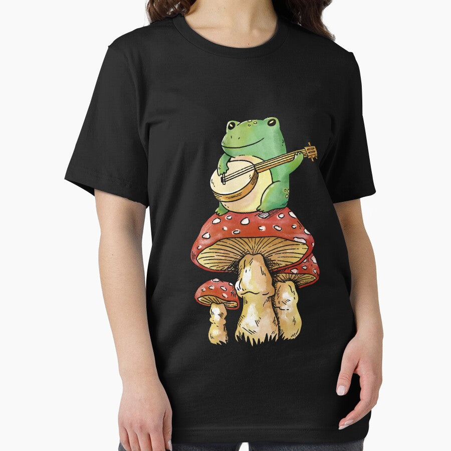 Cottagecore Aesthetic Frog Playing Banjo on Mushroom Cute by BOUBOULE2022 T-Shirts, Hoodie, Sweatshirt (Image 2)