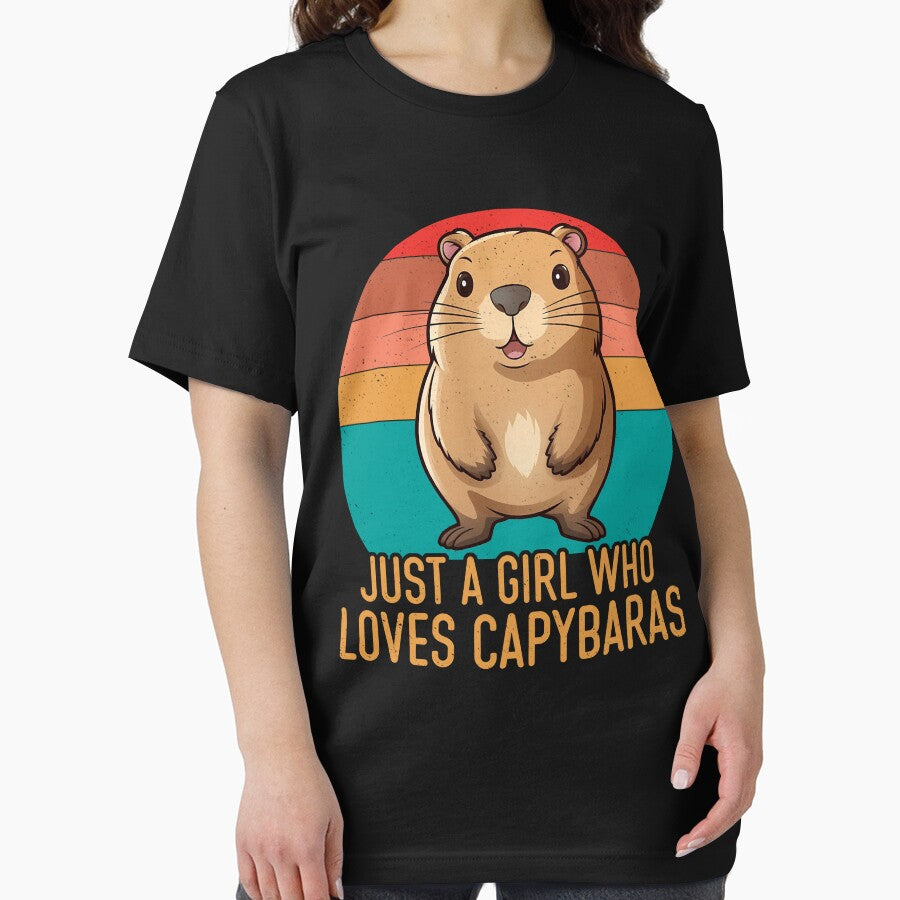 Retro Capybara Girl Sticker – Just a Girl Who Loves Capybaras by TinaMDedrick T-Shirts, Hoodie, Sweatshirt (Image 2)