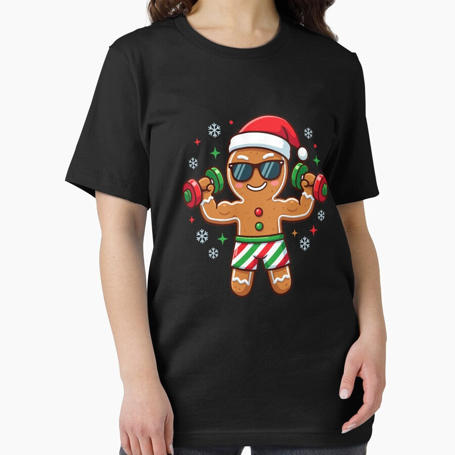 Christmas Gingerbread Man Weightlifter Gym Funny Workout Gear by DynamicDesign T-Shirts, Hoodie, Sweatshirt (Image 2)