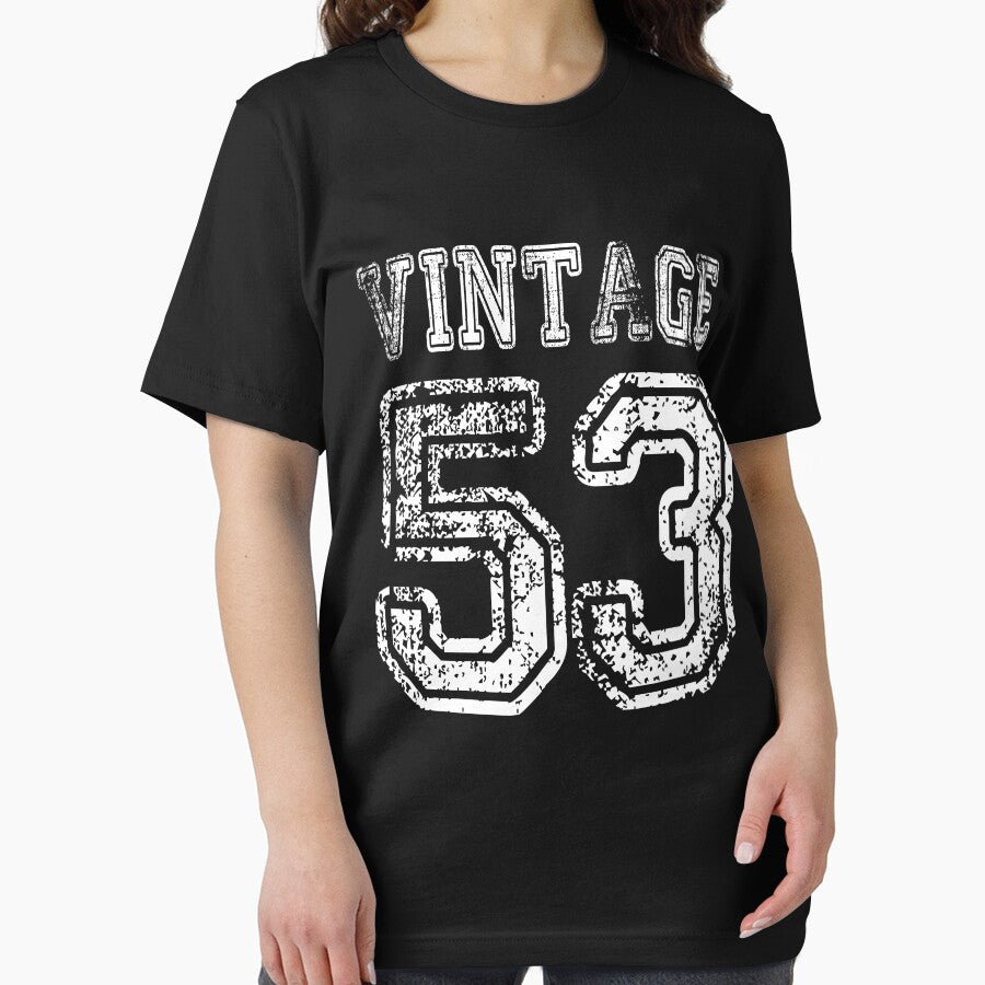 Vintage 53 2053 1953 T-shirt Birthday Gift Age Year Old Boy Girl Cute Funny Man Woman Jersey Style by... (Image 2)