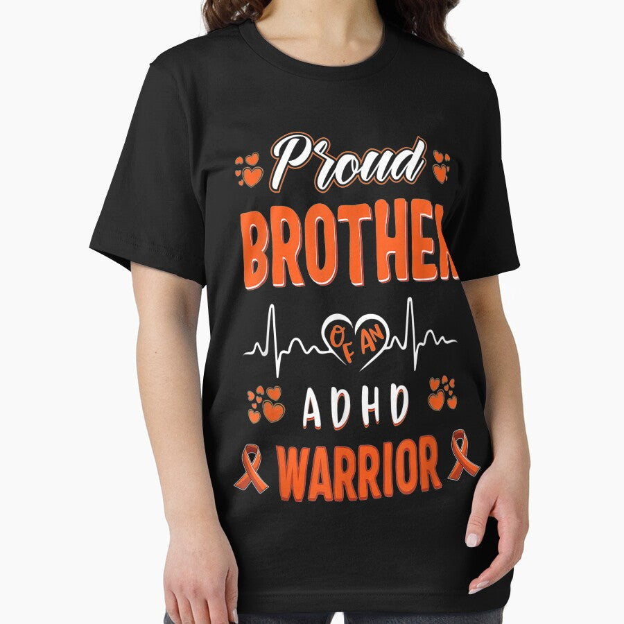 Proud Brother Adhd Warrior Awareness Ribbon Orange by MellissaShop T-Shirts, Hoodie, Sweatshirt | BlankRebels.com (Image 2)