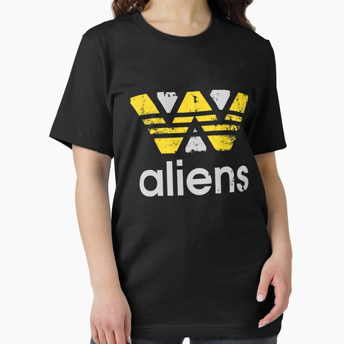 'aliens'-movie megacorp and sports logo parody-stripes pattern-scifi lovers humor by ntesigntees