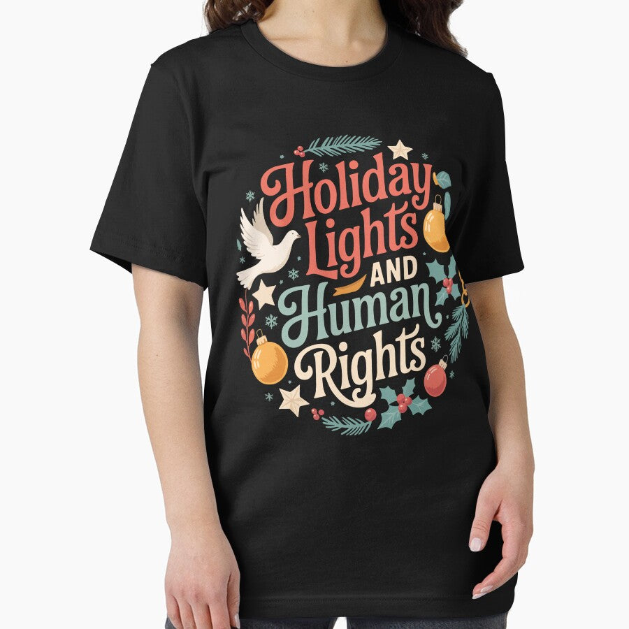 Holiday Lights and Human Rights Social Justice Design by Oualid Art T-Shirts, Hoodie, Sweatshirt | BlankRebels.com (Image 2)
