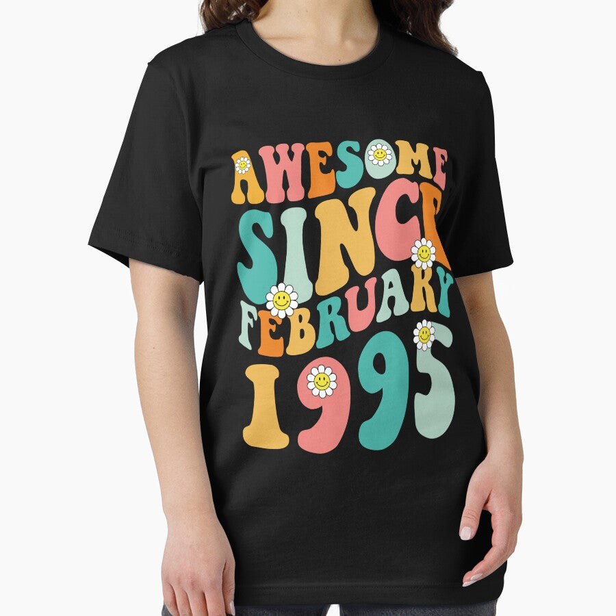 Awesome Since February 1995 | Made In 1995 | Retro Groovy Birthday by Christina-grich T-Shirts, Hoodie, Sweatshirt (Image 2)