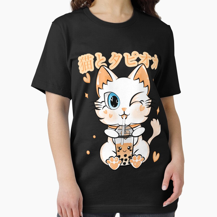 Cute Bubble Tea Kawaii Neko Cat Japanese Tapioca Peach by ZNOVANNA T-Shirts, Hoodie, Sweatshirt | BlankRebels.com (Image 2)