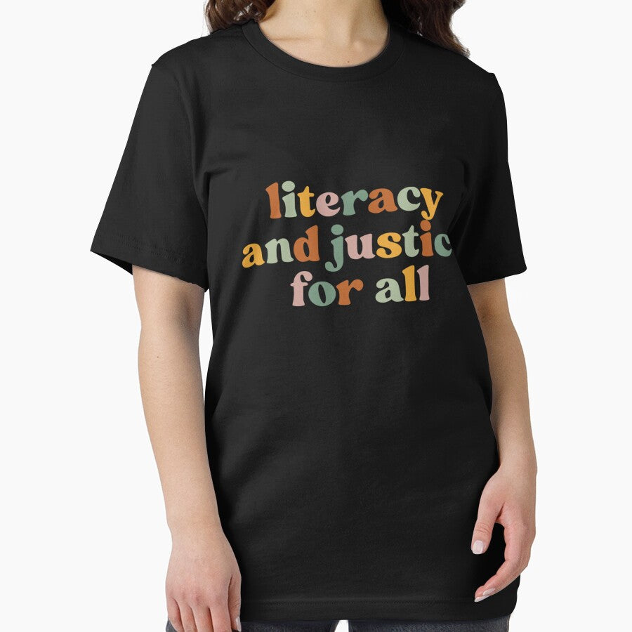 Literacy and Justice for All Literacy Teacher Shirt Reading by Pitchou07 Hoodie, Sweatshirt | BlankRebels.com (Image 2)