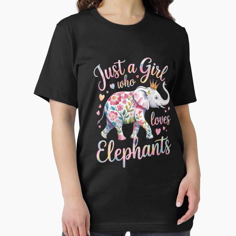Just A Girl Who Loves Elephants Women Girls Floral Elephant by angolinnArt T-Shirts, Hoodie, Sweatshirt (Image 2)