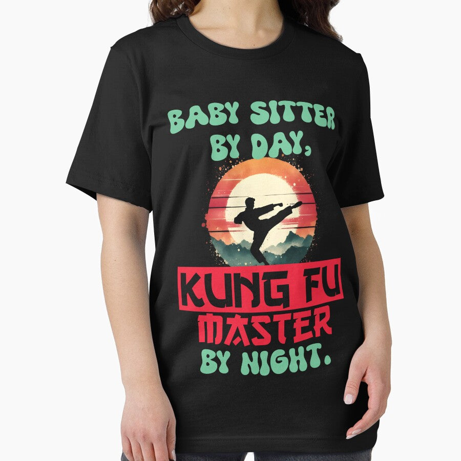 Vintage Kung Fu Master & Babysitter Dual Life | T-Shirt Design | by TheInkyOwl-TIO Hoodie, Sweatshirt (Image 2)