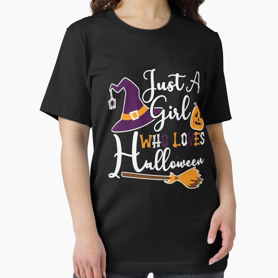 Just A Girl Who Loves Halloween Funny Halloween Girl by Teapot-art T-Shirts, Hoodie, Sweatshirt | BlankRebels.com (Image 2)