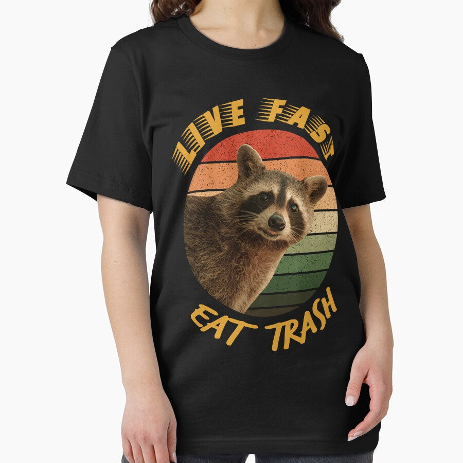 Funny Raccoon Live Fast Eat Trash Retro by YJHDesign T-Shirts, Hoodie, Sweatshirt | BlankRebels.com (Image 2)
