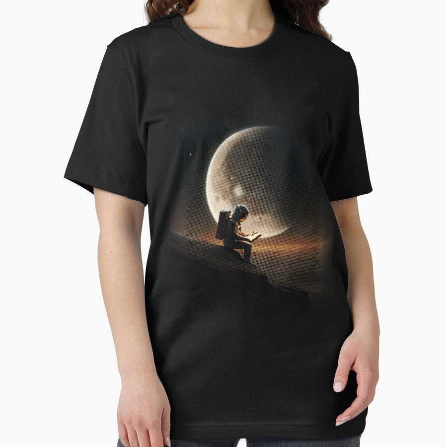 astronaut reading a book next the moon by glooballcenter T-Shirts, Hoodie, Sweatshirt | BlankRebels.com (Image 2)