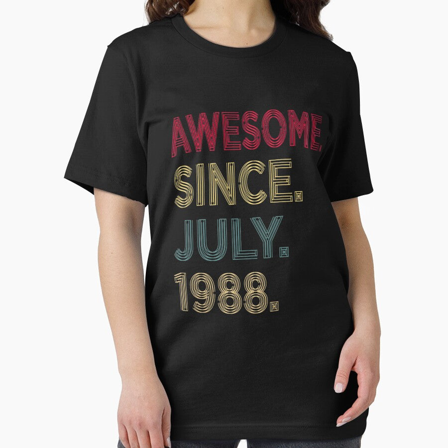 Vintage Awesome Since July 1988 33 Years Old 33rd Birthday Him Her by PatternFariss T-Shirts, Hoodie, Sweatshirt (Image 2)