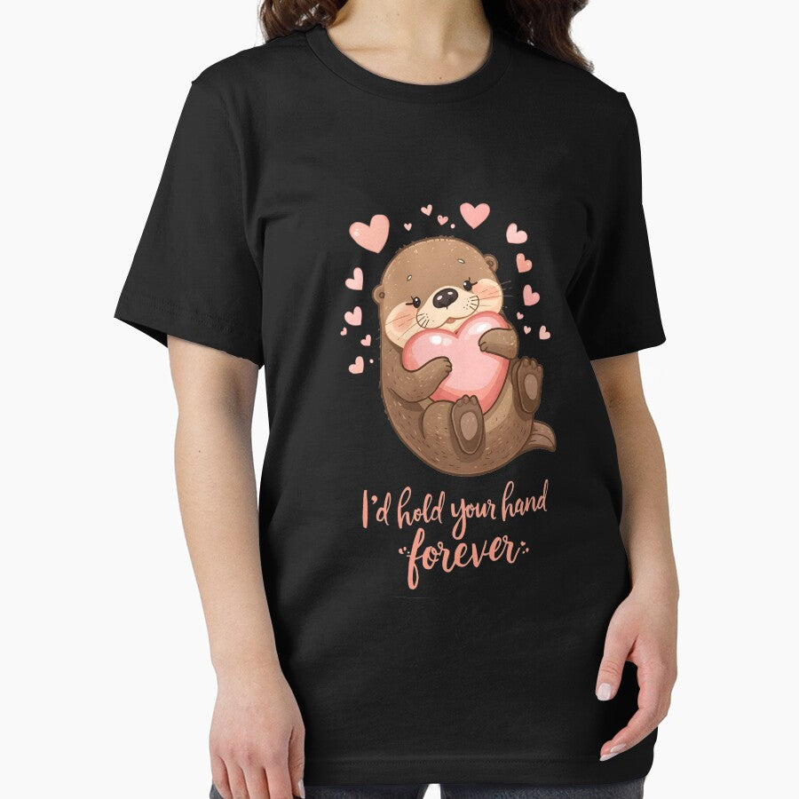 Cute Otter Valentine Holding Heart Forever Love T-Shirt by FestivityFinds Hoodie, Sweatshirt | BlankRebels.com (Image 2)