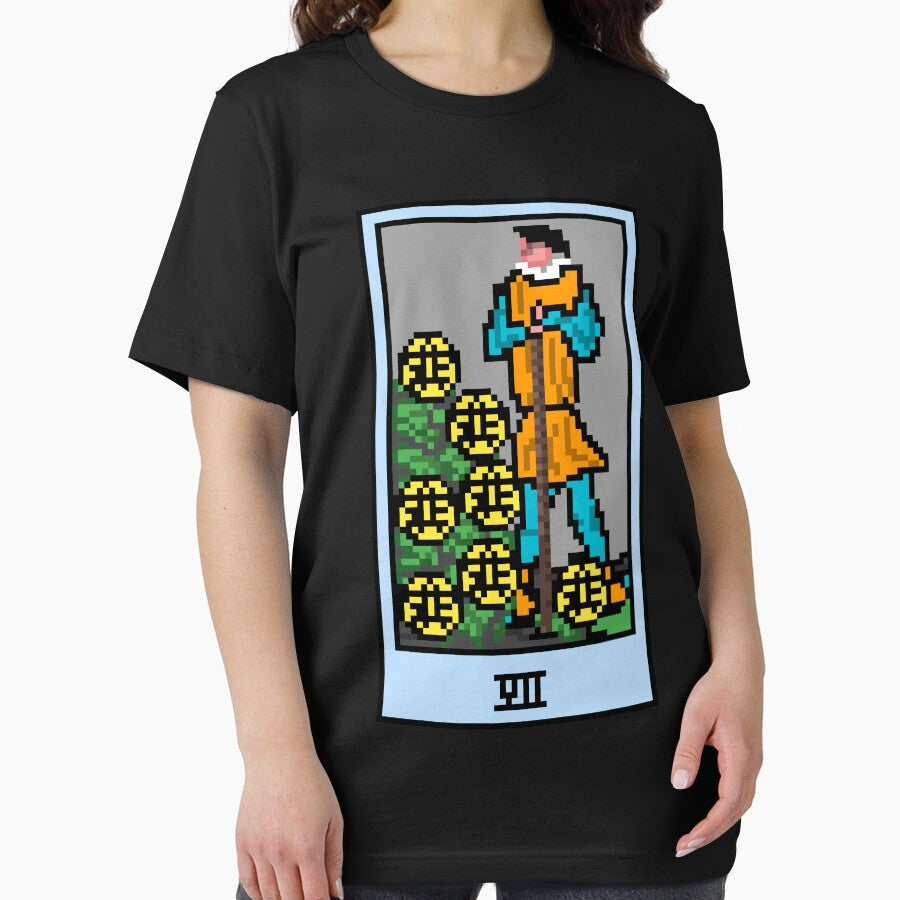 Wait Is This Pixel Art Tarot? Black Minor Arcana 'Seven Pentacles' ( Stickers Other Accessories) T-Shirts, Hoodie, Sweatshirt