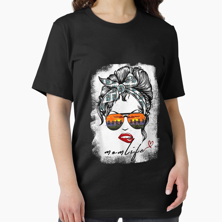 Women Mom Life Bleached Costume Mom Life Leopard Messy Bun by PootinTuon T-Shirts, Hoodie, Sweatshirt (Image 2)