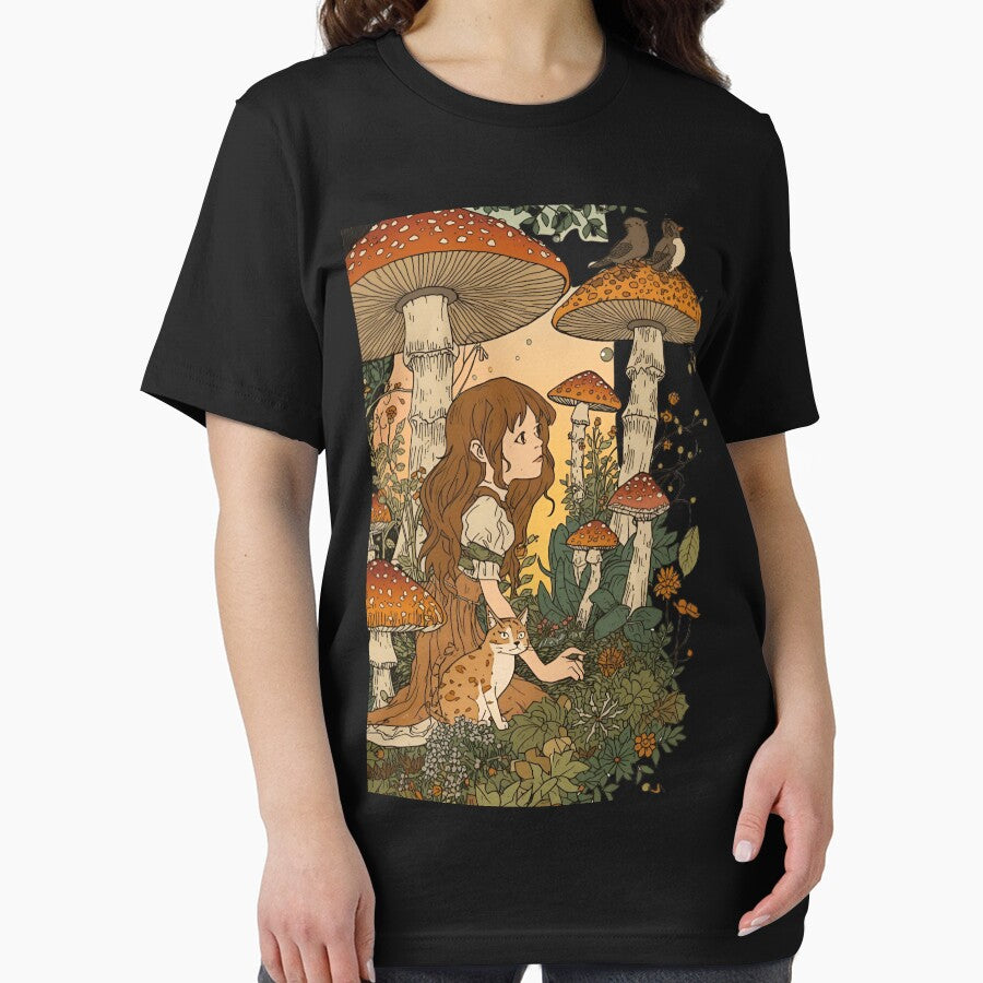 Adorable Cottagecore Cats Tee | Whimsical Mushroom Print, Unique Aesthetic by Aesthynova Hoodie, Sweatshirt (Image 2)