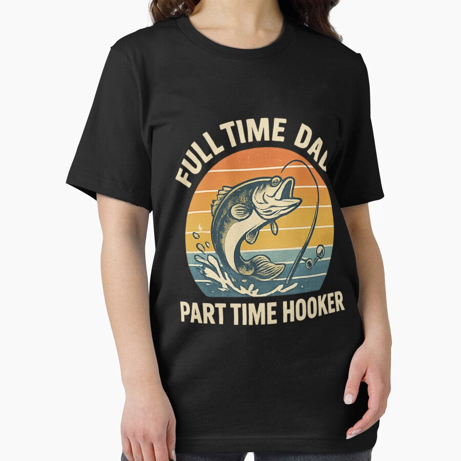 Full Time Dad Part Time Hooker – Funny Fishing Dad Retro Quote by flagylART T-Shirts, Hoodie, Sweatshirt (Image 2)