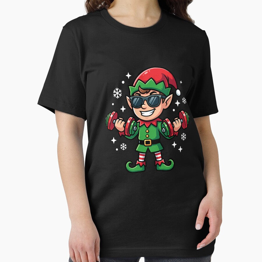 Christmas Elf Weightlifter Gym Men's Funny Workout Gear by DynamicDesign T-Shirts, Hoodie, Sweatshirt (Image 2)