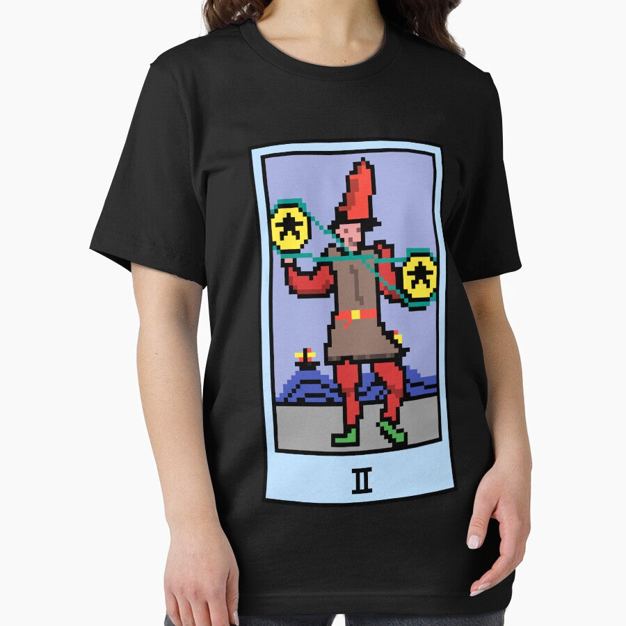 Wait Is This Pixel Art Tarot? Black Minor Arcana 'Two Pentacles' ( Stickers Other Accessories) T-Shirts, Hoodie, Sweatshirt