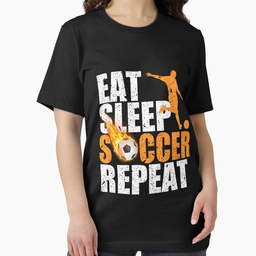Cool Eat Sleep Soccer Repeat Soccer Flame Gift Player Boys Men Soccer Lover Costume by sheamgjirij