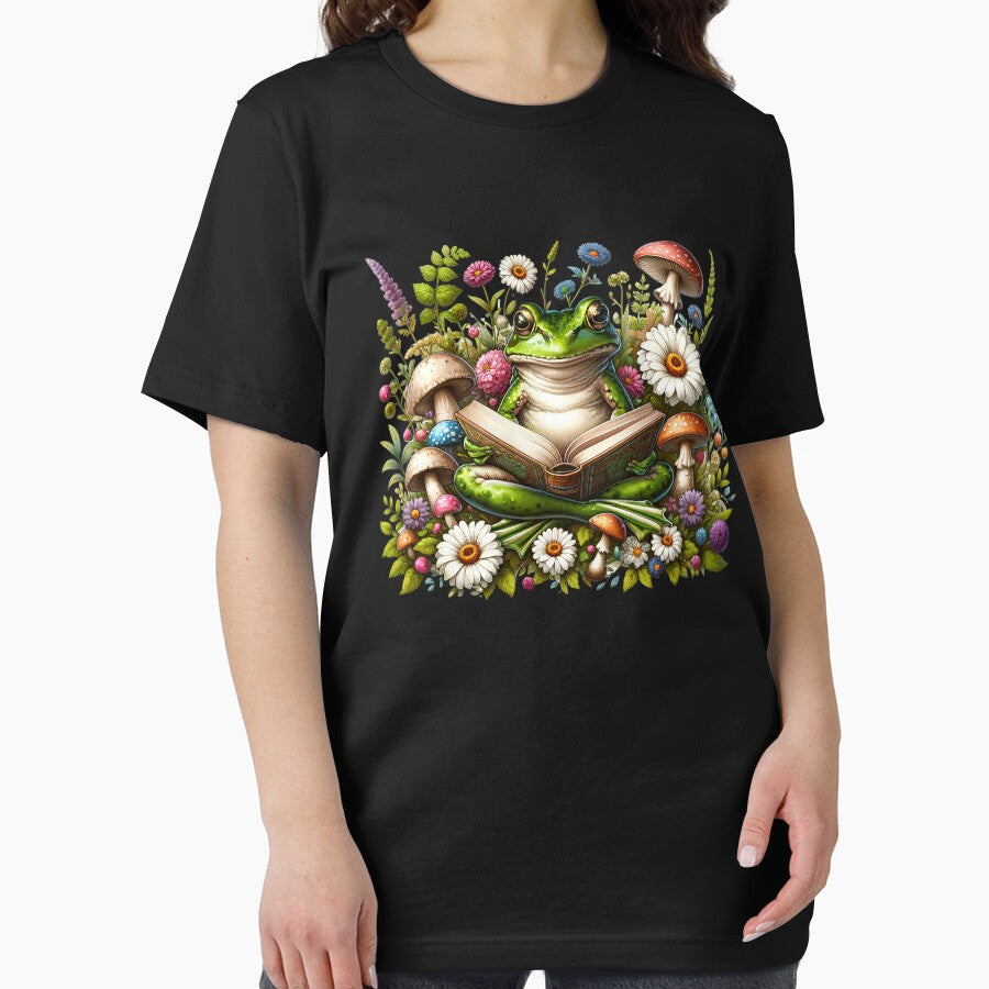Frog Reading Book Reader Book Lover Aesthetic Floral Mushroom by Kimberley King Art  King Art