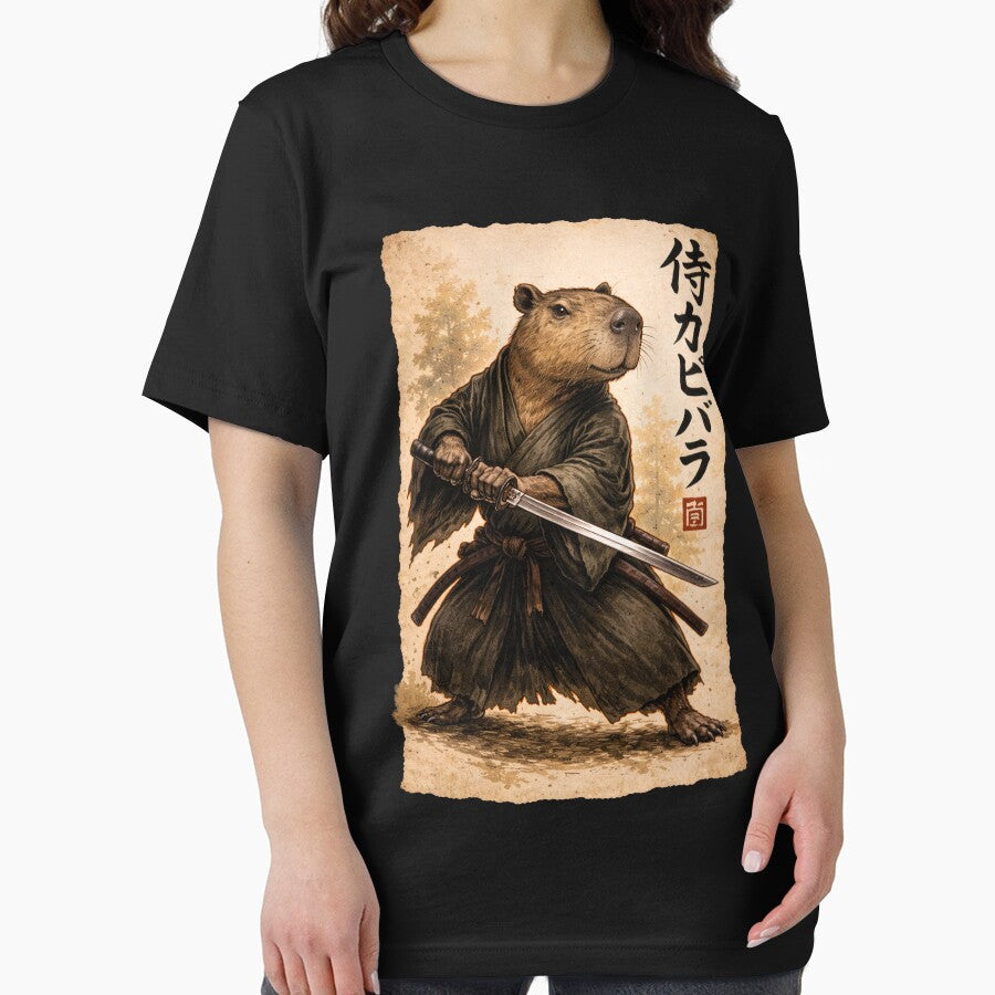 Retro Vintage Japanese ink art, samurai Capybara illustration by Kladhadredo T-Shirts, Hoodie, Sweatshirt (Image 2)