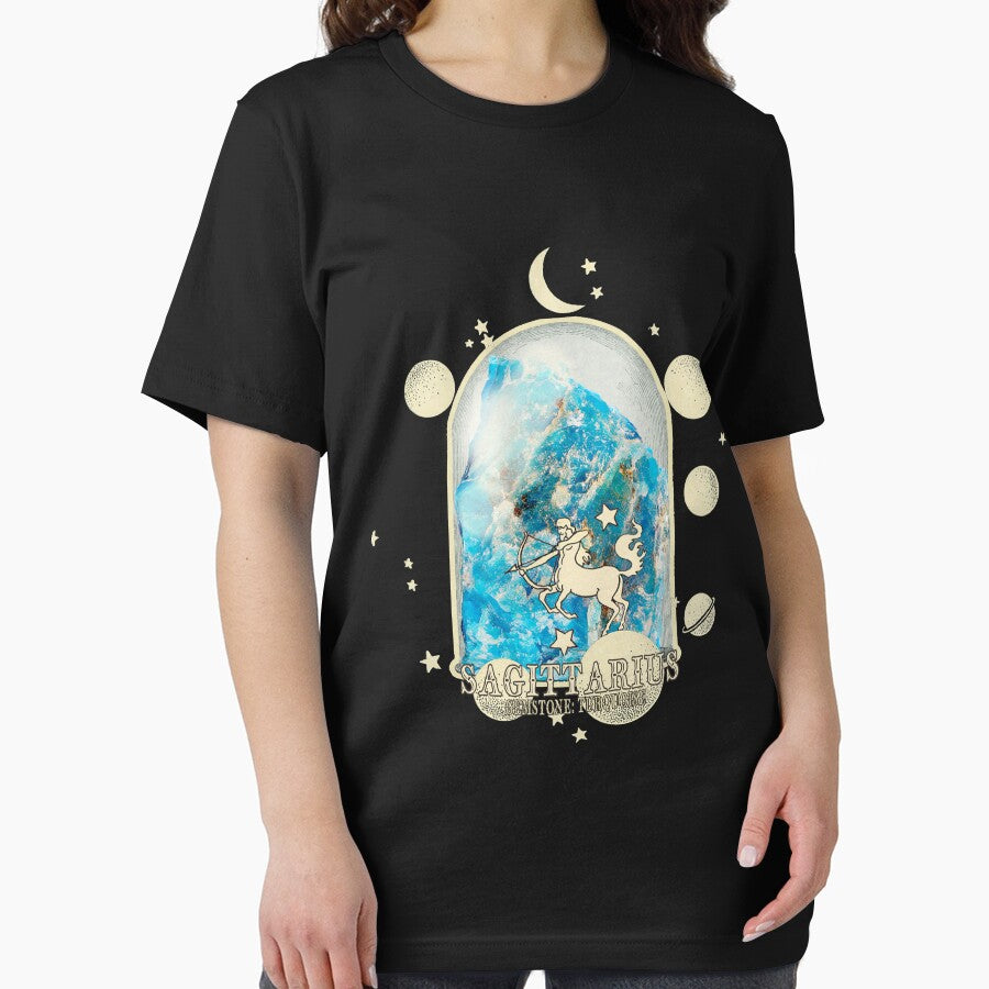 Sagittarius Gemstone: Turquoise crystal. Astral design. Black version by MINDTHECHERRY T-Shirts, Hoodie, Sweatshirt (Image 2)
