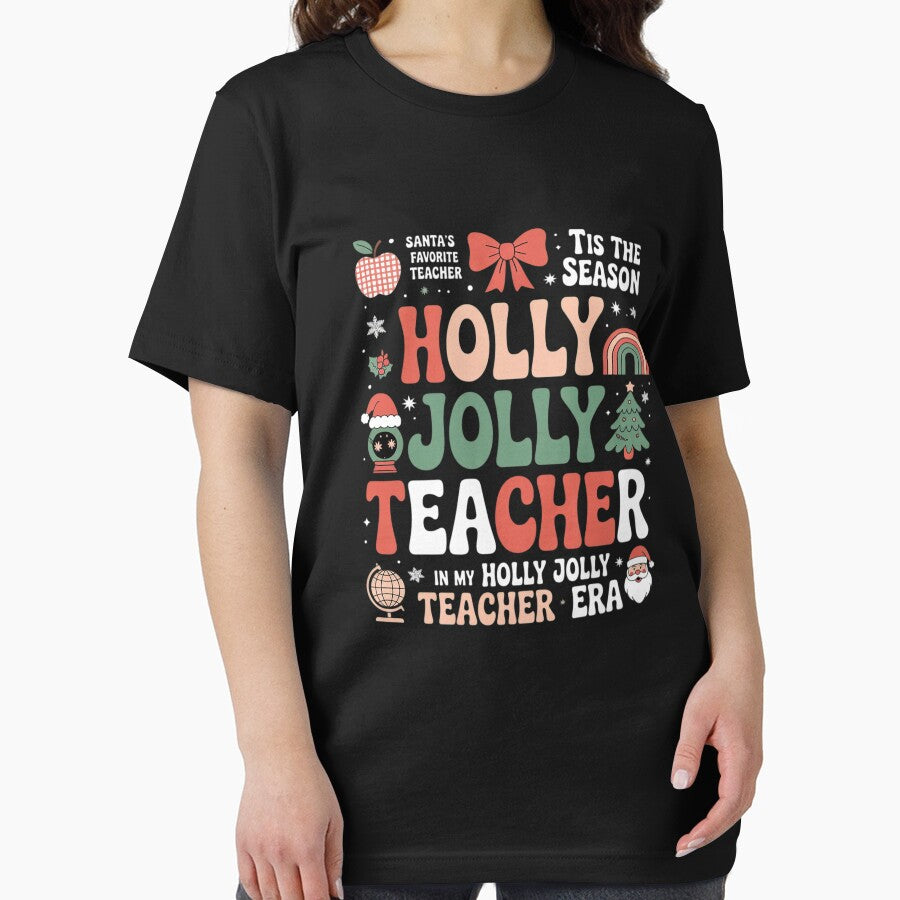 In My Holly Xmas Jolly Teacher Era Teacher Vibes Christmas2 by angolinnArt T-Shirts, Hoodie, Sweatshirt (Image 2)