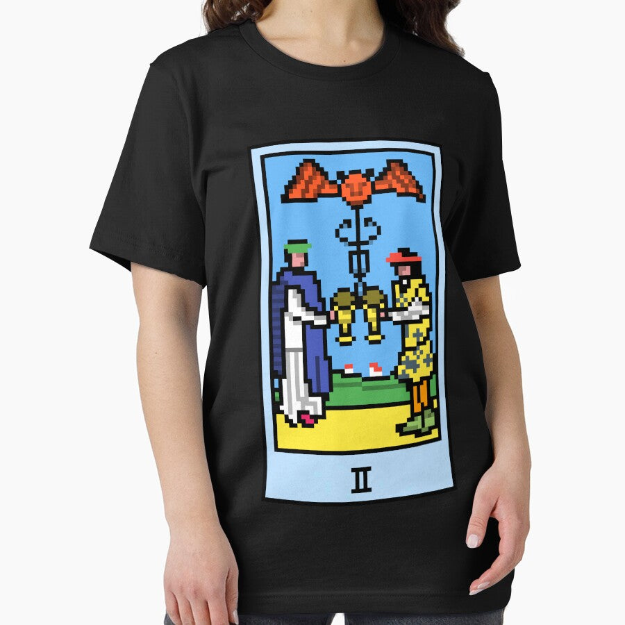 Wait, is this pixel art tarot? Black - Minor Arcana 'Two of Cups' (Design for T-shirt, stickers and other... (Image 2)