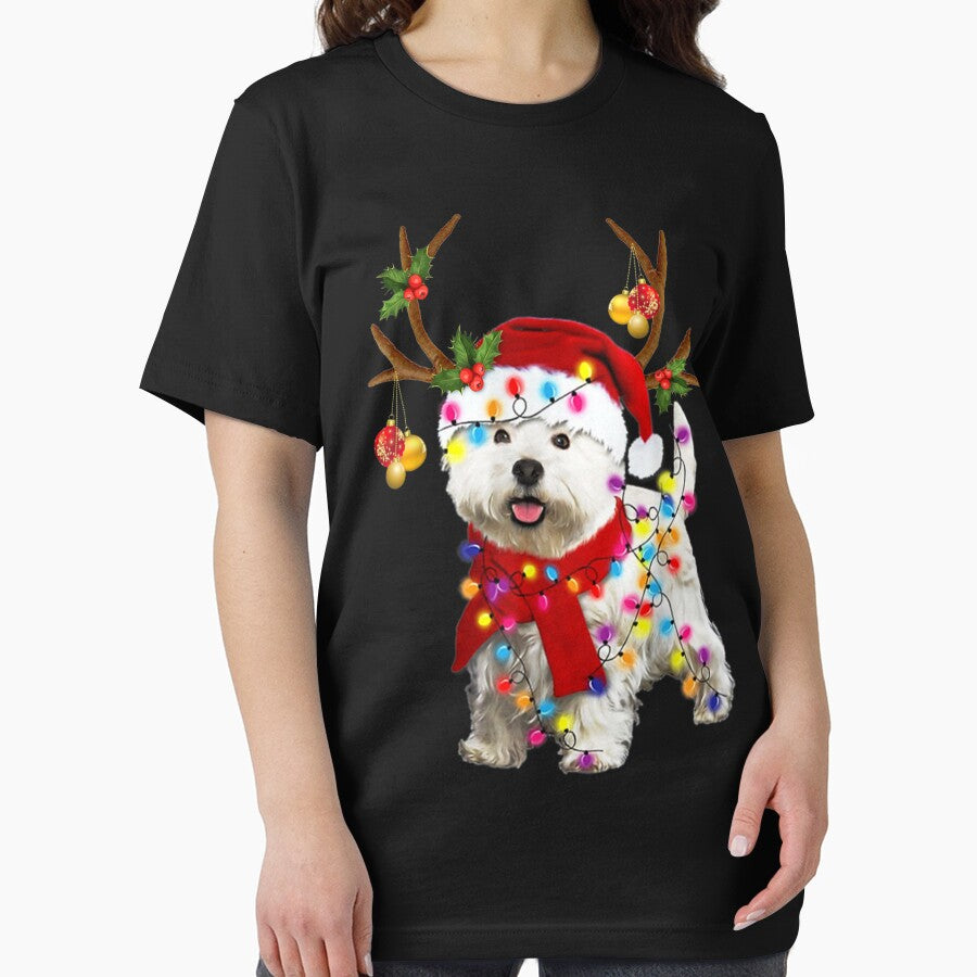 Funny Westie Dog With Reindeer Horn Funny Christmas Dog Pet by ManishDayal T-Shirts, Hoodie, Sweatshirt (Image 2)