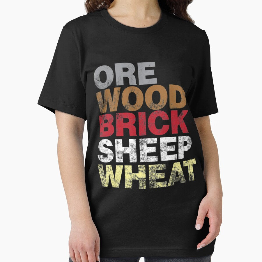 Ore Wood Brick Sheet Wheat Funny Settlers Board Game design by KEITMAUSILIKING T-Shirts, Hoodie, Sweatshirt (Image 2)