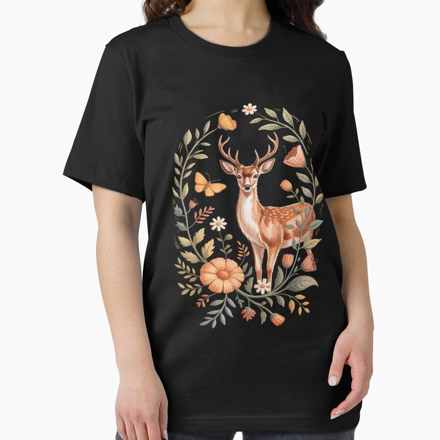 Cute Cottagecore Deer & Flowers Whimsical Art Florals by JulienAureo T-Shirts, Hoodie, Sweatshirt | BlankRebels.com (Image 2)