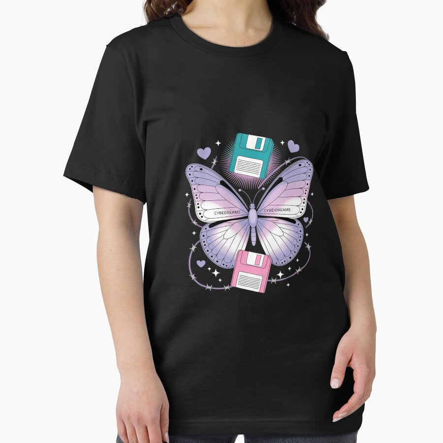 Y2K Butterfly Floppy Disk Art Digital Nostalgia by NetoGalaxy T-Shirts, Hoodie, Sweatshirt | BlankRebels.com (Image 2)