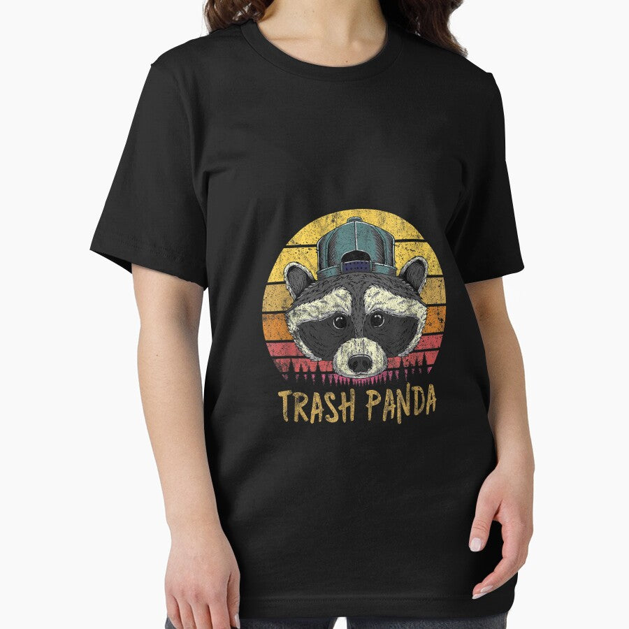 Raccoon Trash Panda Retro Sunset Funny Vintage Graphic Print T-Shirt by YolandaRoberts Hoodie, Sweatshirt (Image 2)