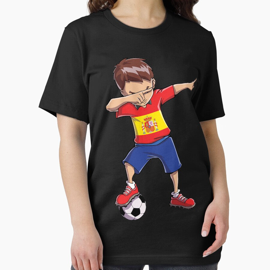 Dabbing Soccer T shirt for Boys Spain Spanish Football Gifts by LiqueGifts